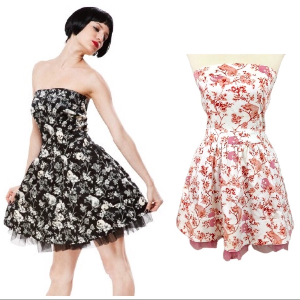 Betsey Johnson | Dusty Rose Fit Flare Skulls Tulle